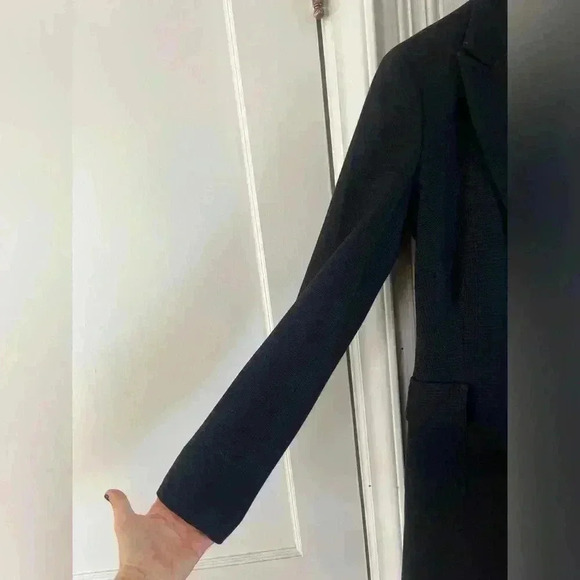 RACHEL ROY navy tweed mid length tailored blazer gold button detail 0/XS preppy - Picture 4 of 11